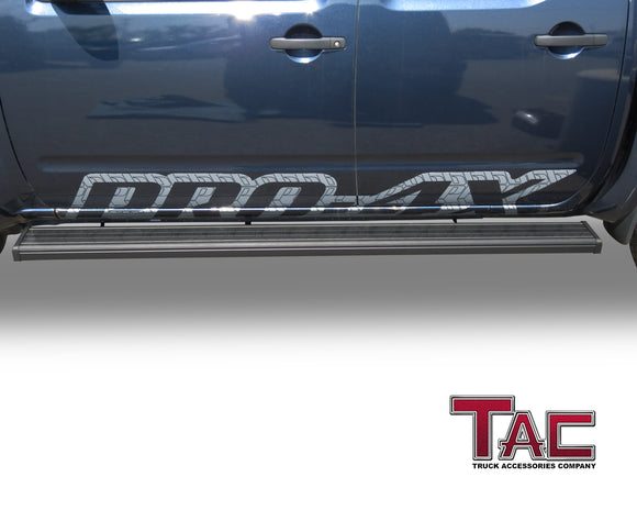 TAC Spear Running Boards Compatible with 2005-2025 Nissan Frontier Crew Cab Pickup 6" Side Step Rail Nerf Bar Truck Accessories Aluminum Texture Black Width Body and Soft top Lightweight 2Pcs