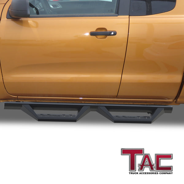 TAC Sidewinder Running Boards Fit 2019-2023 Ford Ranger Super Cab Truck 4” Drop Fine Texture Black Side Steps Nerf Bars Rock Slider Armor Off-Road (2pcs)