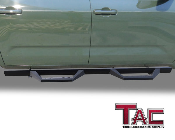 TAC Sidewinder Running Boards Compatible with 2022-2023 Toyota Tundra CrewMax Truck Pickup 4” Drop Fine Texture Black Side Steps Nerf Bars Rock Slider Armor Accessories (2pcs)