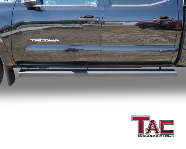 TAC Spear Running Boards Compatible with 2005-2023 Toyota Tacoma Double Cab Pickup 6" Side Step Rail Nerf Bar Truck Accessories Aluminum Texture Black Width Body and Soft top Lightweight 2Pcs