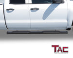 TAC Arrow Side Steps Running Boards Compatible with 2007-2018 Chevy Silverado/GMC Sierra 1500 | 2007-2019 2500/3500 Extended/Double Cab Truck Pickup 5” Aluminum Texture Black Step Rails Nerf Bars