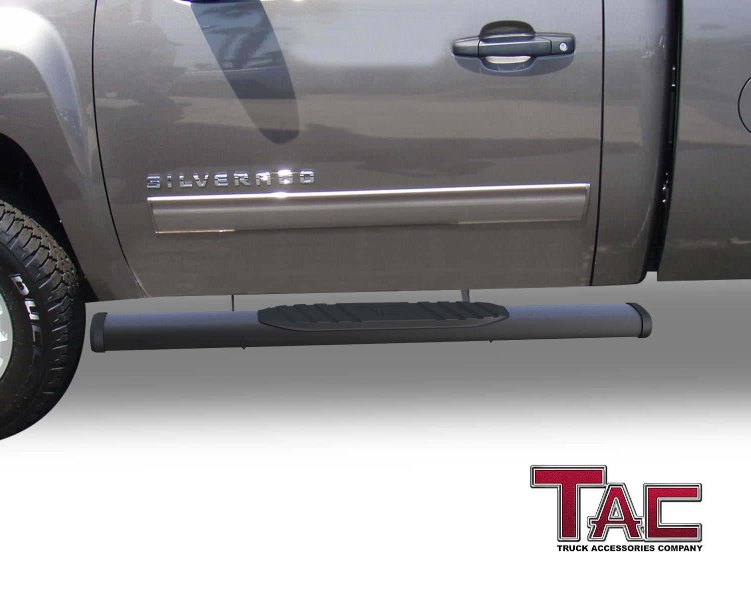 TAC Arrow Side Steps Running Boards Compatible with 2007-2018 Chevy Silverado/GMC Sierra 1500 | 2007-2019 2500/3500 Heavy Duty Regular Cab Truck Pickup 5" Aluminum Texture Black Step Rails Nerf Bars