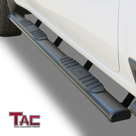TAC Arrow Side Steps Running Boards Compatible with 2019-2025 Chevy Silverado/GMC Sierra 1500 | 2020-2025 2500/3500 Crew Cab Truck 5" Aluminum Texture Black Step Rails Nerf Bars Off-Road Accessories