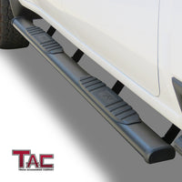 TAC Arrow Side Steps Running Boards Compatible with 2019-2024 Chevy Silverado/GMC Sierra 1500 | 2020-2023 2500/3500 Crew Cab Truck 5” Aluminum Texture Black Step Rails Nerf Bars Off-Road Accessories