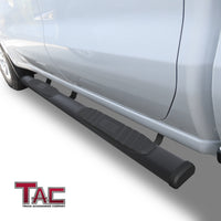TAC Arrow Side Steps Running Boards Compatible with 2019-2023 Chevy Silverado/GMC Sierra 1500 | 2020-2024 2500/3500 Heavy Duty Double Cab Truck 5” Aluminum Texture Black Step Rails Nerf Bars