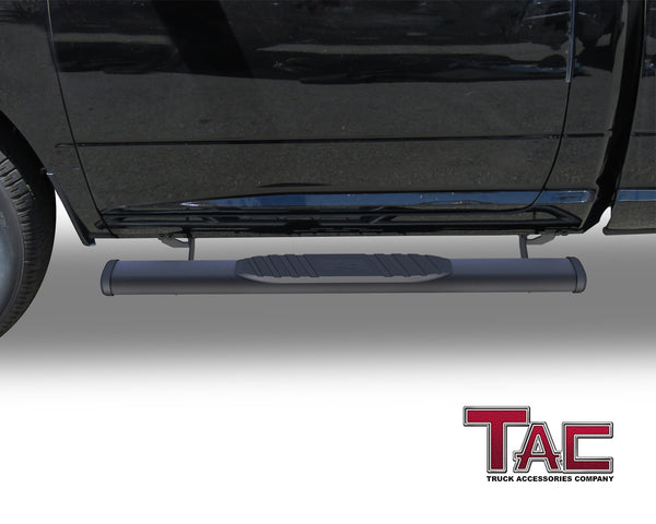TAC Arrow Side Steps Running Boards Compatible with 2009-2018 Dodge RAM 1500 | 2010-2023 2500/3500 Heavy Duty Regular Cab Truck Pickup 5” Aluminum Texture Black Step Rails Nerf Bars Lightweight