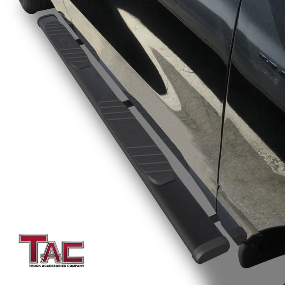 TAC Arrow Side Steps Running Boards Compatible with 2019-2025 Dodge RAM 1500 Quad Cab(Excl. 2019-2024 Ram 1500 Classic) Truck Pickup 5"  Aluminum Texture Black Step Rails Nerf Bars Lightweight