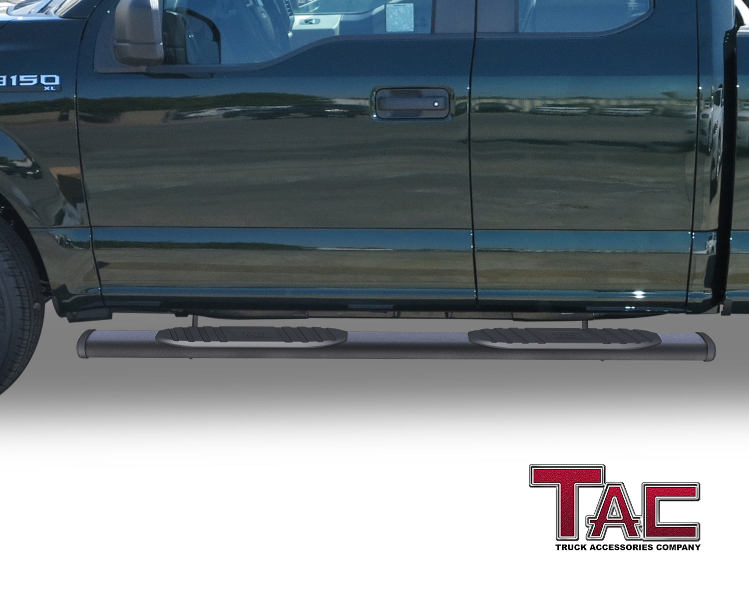 TAC Arrow Side Steps Running Boards Compatible with 2015-2025 Ford F150 Super Cab / 2017-2025 F250/350/450/550 Super Duty Super Cab Truck Pickup 5" Aluminum Nerf Bars