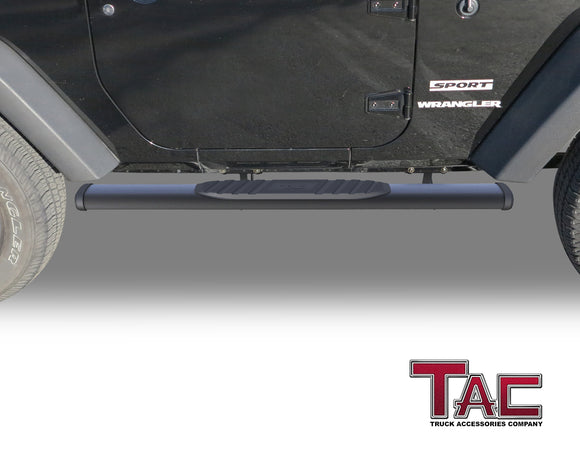 TAC Arrow Side Steps Running Boards Compatible with 2007-2018 Jeep Wrangler JK 2 Door SUV 5" Aluminum Texture Black Step Rails Nerf Bars Lightweight Off Road Accessories 2Pcs