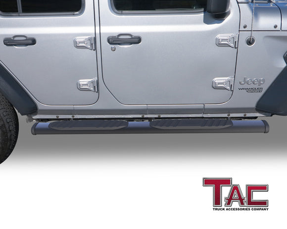 TAC Arrow Side Steps Running Boards Compatible with 2018-2025 Jeep Wrangler JL 4 Door | 2021-2025 Wrangler JL 4xe SUV 5" Aluminum Texture Black Step Rails Nerf Bars Lightweight Off Road Accessories 2Pcs