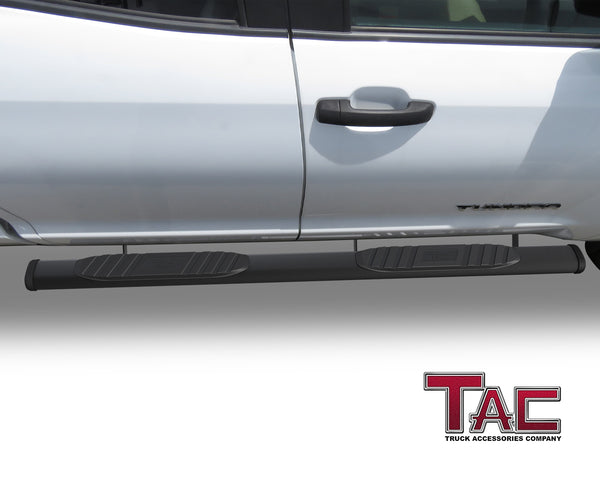 TAC Arrow Side Steps Running Boards Compatible with 2007-2021 Toyota Tundra Double Cab Truck Pickup 5” Aluminum Texture Black Step Rails Nerf Bars Lightweight Off Road Accessories 2Pcs