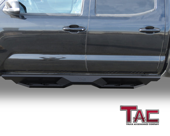 TAC Running Boards Fit 2005-2023 Toyota Tacoma Double Cab Defender Step Truck Pick Up Fine Texture Black 5" Drop Side Steps Nerf Bars Rock Slider Armor Off-Road Accessories  (2pcs)