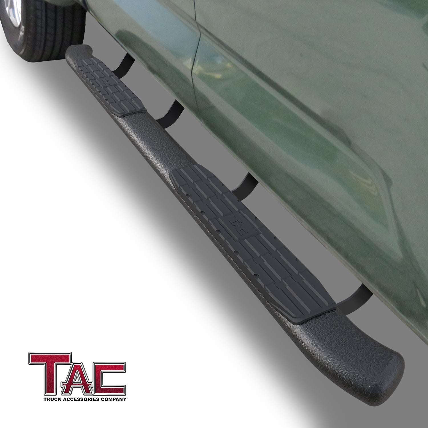TAC PNC Side Steps for 2022-2025 Toyota Tundra CrewMax Truck Pickup 4.25" Oval Bend Heavy Texture Black Side Bars Nerf Bars Running Boards Off Road Accessories 2Pcs