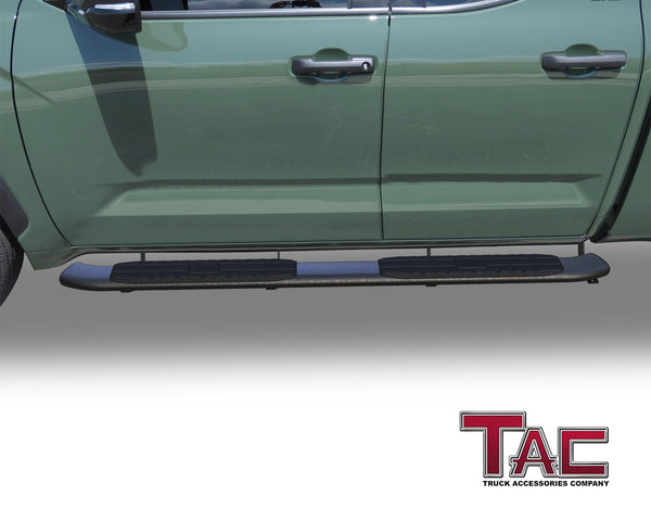 TAC Side Steps Running Boards Fit 2022-2024 Toyota Tundra Double Cab Truck Pickup 4.25" Oval Bend Texture Black Side Bars Nerf Bars (Texture Powder Coating Brackets)