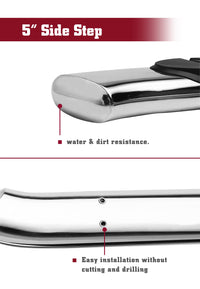 TAC Stainless Steel 5" Oval Bend Side Steps For 2019-2023 Chevy Silverado/GMC Sierra 1500 Crew Cab | 2020-2024 Silverado/GMC Sierra 2500/3500 Crew Cab Truck | Running Boards | Nerf Bar | Side Bar