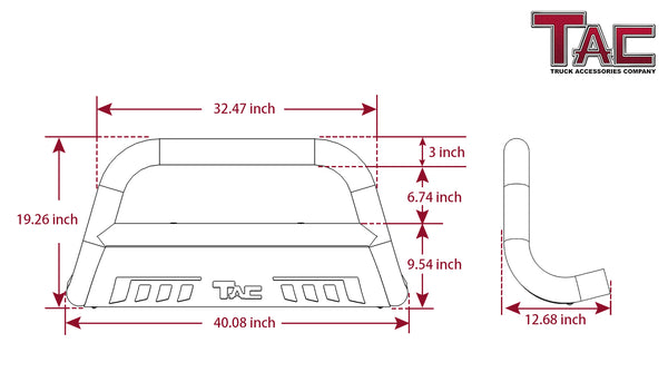 TAC Heavy Texture Black 3" Bull Bar For 2016-2023 Toyota Tacoma Pickup Truck Front Bumper Brush Grille Guard Nudge Bar