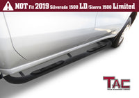 TAC Heavy Texture Black 3” Side Steps For 2019-2024 Chevy Silverado/GMC Sierra 1500 | 2020-2024 Chevy Silverado/GMC Sierra 2500/3500 Double Cab | Running Boards | Nerf Bars | Side Bars