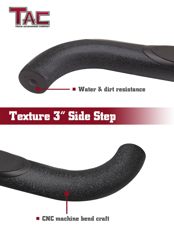 TAC 3" Texture Black Side Steps Compatible with 2010-2024 Toyota 4Runner (Exclude 2010-2013 SR5/2010-2024 Limited/2020-2021 Nightshade Edition /2022-2024 TRD Sport)| Running Boards| Side Bars| Step Rails| Nerf Bars| Rocker Slider|SUV Accessories