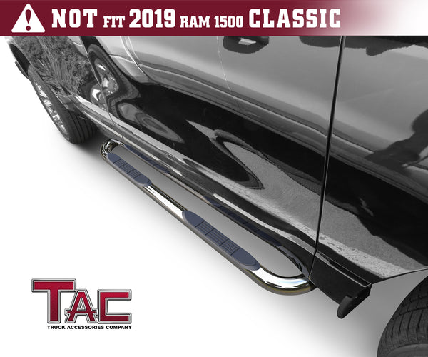 TAC Stainless Steel 3" Side Steps For 2019-2023 Dodge Ram 1500 Quad Cab (Excl. 2019-2023 RAM 1500 Classic) Truck | Running Boards | Nerf Bars | Side Bars