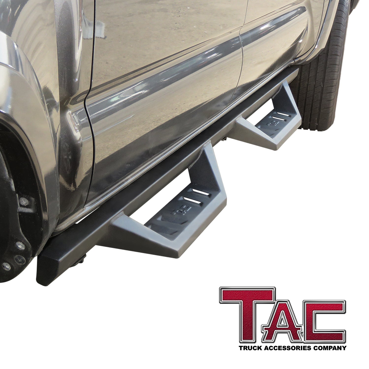 TAC Sidewinder Running Boards Fit 2005-2023 Toyota Tacoma Double Cab Truck Pickup 4" Drop Fine Texture Black Side Steps Nerf Bars Rock Slider Armor Off-Road Accessories (2pcs)