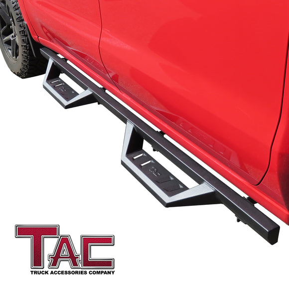 TAC Sidewinder Running Boards Fit 2019-2025 Chevy Silverado/GMC Sierra 1500 | 2020-2025 2500/3500 Crew Cab Truck 4" Drop Fine Texture Black Side Steps Nerf Bars Rock Slider Armor Accessories (2pcs)