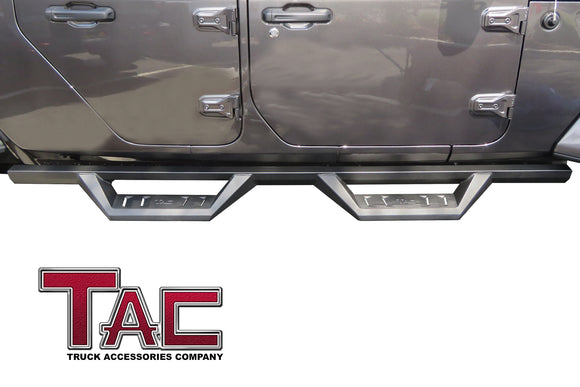 TAC Sidewinder Running Boards Fit 2020-2025 Jeep Gladiator JT 4" Drop Fine Texture Black Side Steps Nerf Bars Rock Slider Armor Off-Road Accessories (2pcs)