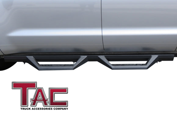 TAC Sidewinder Running Boards Fit 2007-2021 Toyota Tundra Double Cab 4" Drop Fine Texture Black Side Steps Nerf Bars Rock Slider Armor Off-Road Accessories (2pcs)