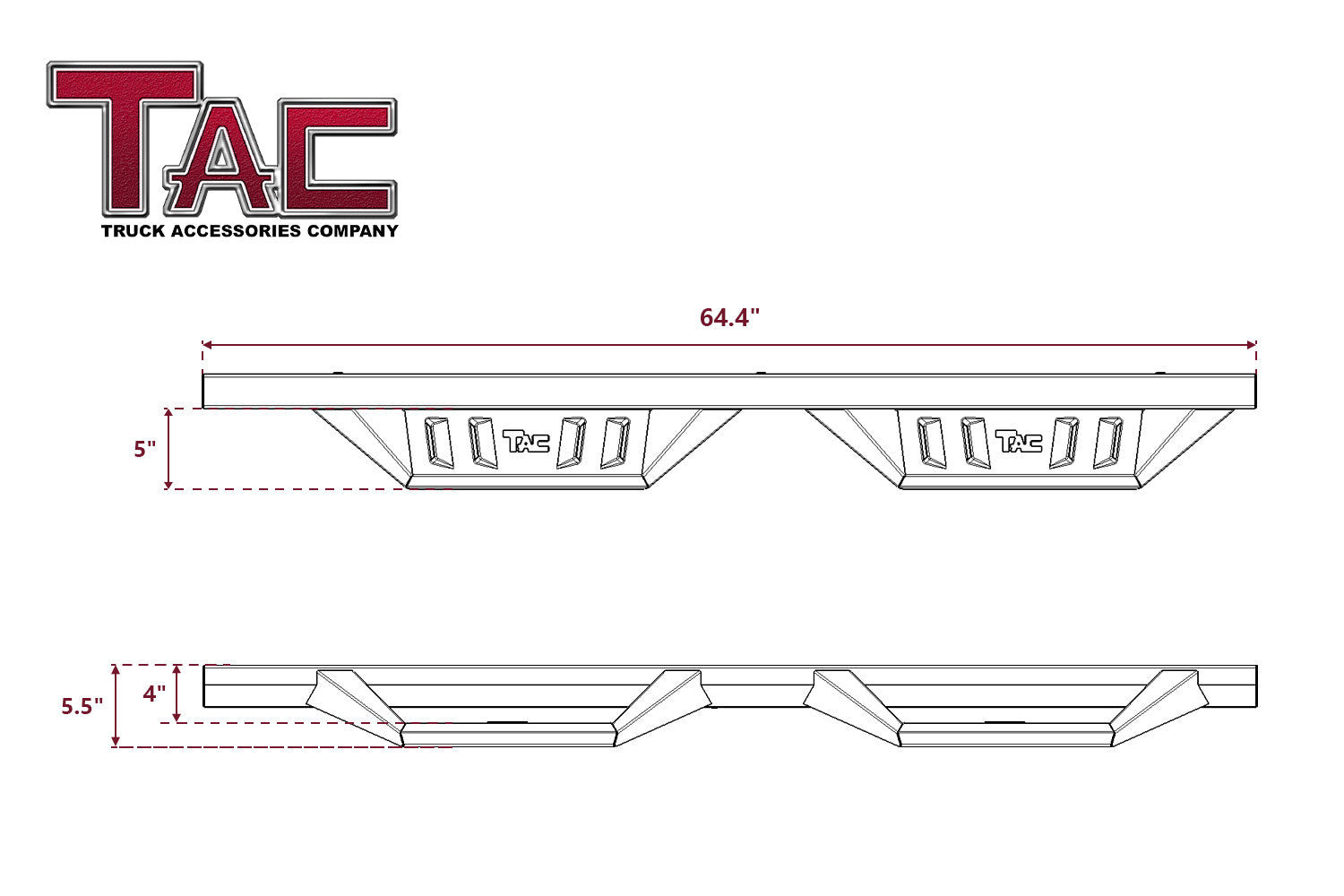 TAC Sidewinder Running Boards Fit 2010-2024 Toyota 4Runner (Excl.10-13 SR5/10-24 Limited/20-21 Nightshade Edition & 2022-2024 TRD Sport Models) SUV 4" Drop Fine Texture Black Side Steps Nerf Bars Rock Slider Armor Off-Road (2pcs)