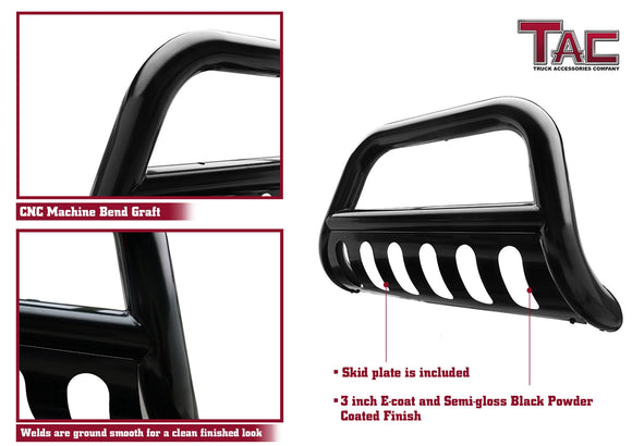 TAC 3" Bull Bar For 2004-2026 Ford F150(Excl. Heritage edition/all Ford F150 Raptor models/2020-2022 Diesel models)|2022-2026 Ford F150 Lightning EV|2003-2017 Ford Expedition SUV Front Bumper Brush Grille Guard Nudge Bar Gloss Black