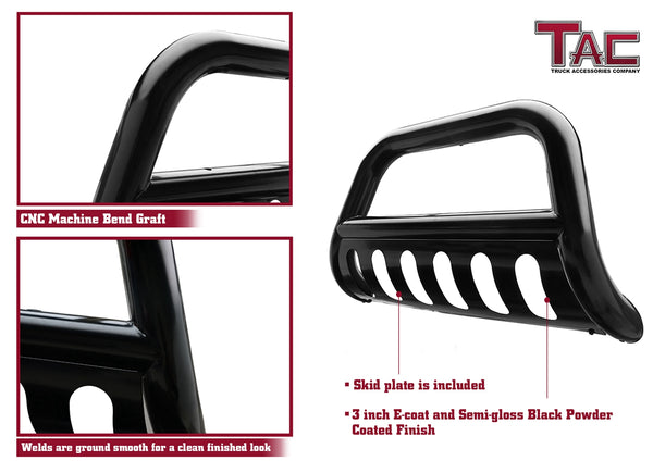 TAC Gloss Black 3" Bull Bar For 2016-2023 Toyota Tacoma Truck Front Bumper Brush Grille Guard Nudge Bar