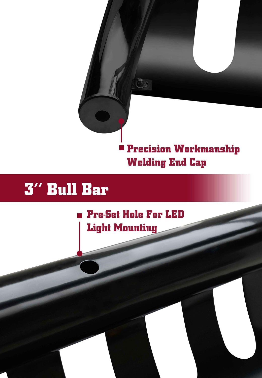 TAC Bull Bar Compatible With 2022-2025 Toyota Tundra Pickup Truck 3 inch Black Front Bumper Grille Guard Brush Guard(With Skid Plate)