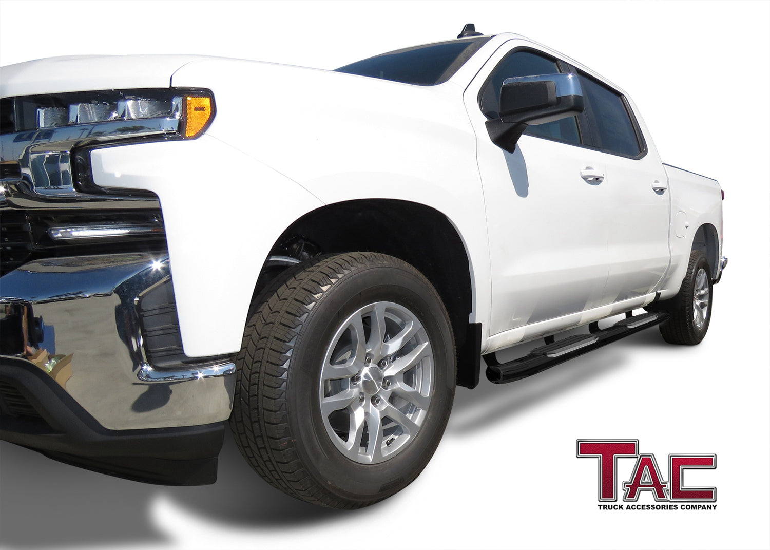 TAC Gloss Black 5" Oval Bend Side Steps For 2019-2025 Chevy Silverado/GMC Sierra 1500 | 2020-2025 Chevy Silverado/GMC Sierra 2500/3500 Crew Cab | Running Boards | Nerf Bar | Side Bar