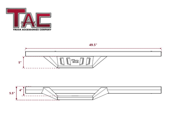 TAC Sidewinder Running Boards Fit 2007-2018 Chevy Silverado/GMC Sierra 1500 | 2007-2019 2500/3500 Regular Cab Pickup Truck 4” Drop Side Steps Nerf Bars Rock Slider Fine Texture