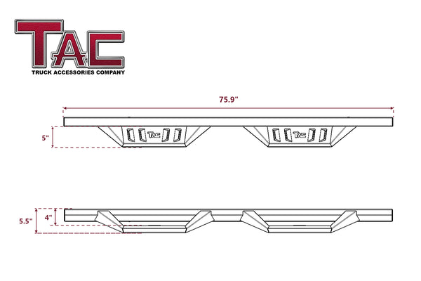 TAC Sidewinder Running Boards Fit 2015-2024 Ford F150 Super Cab Truck  / 2017-2024 F250/350/450/550 Super Duty Super Cab 4” Drop Fine Texture Black Side Steps Nerf Bars Rock Slider Armor Off-Road Accessories (2pcs)