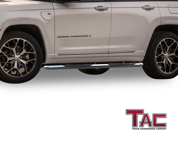 TAC Side Steps Running Boards Compatible with 2022-2024 Jeep Grand Cherokee (Exclude 2021-2024 Grand Cherokee L / 2022-2024 4xe Models) SUV 3" Stainless Steel Side Bars Step Rails Nerf Bars Off Road Accessories 2 pcs