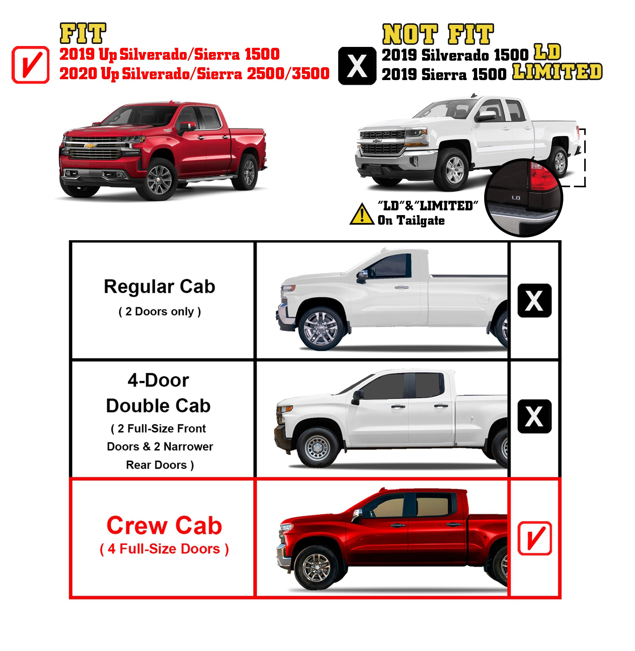 TAC Spear Running Boards Compatible with 2019-2025 Chevy Silverado/GMC Sierra 1500 Crew Cab|2020-2025 2500/3500 Crew Cab 6" Side Step Rail Nerf Bar Truck Accessories Aluminum Texture Black Lightweight - 0