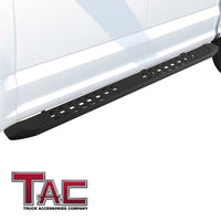 TAC Fine Texture Frigate Running Boards for 2015-2023 Ford F150 & 2022-2023 F150 Lightning EV SuperCrew Cab/2017-2023 F250-550 Crew Cab Truck | Side Steps | Nerf Bars | Side Bars