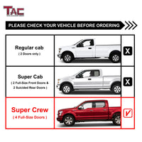TAC Spear Running Boards Compatible with 2015-2023 Ford F150/2022-2023 F150 Lightning EV SuperCrew Cab | 2017-2023 Ford F250/350 Super Duty Crew Cab 6" Side step rail nerf bar truck accessories texture