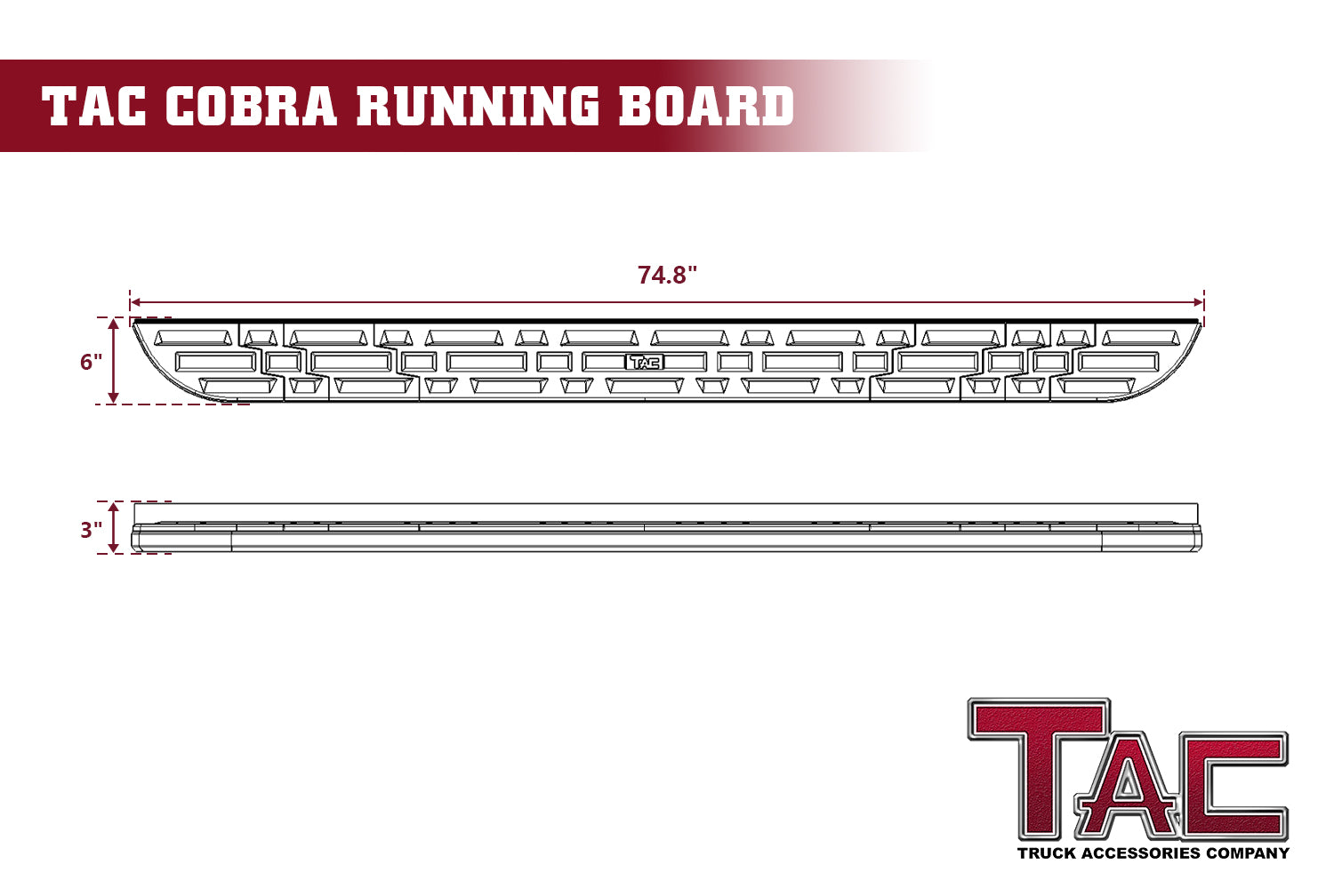 TAC Cobra Running Boards Compatible With 2020-2025 KIA Telluride SUV Side Steps Nerf Bars Step Rails Aluminum Black Off-Road City Exterior Accessories 2 pieces one pair