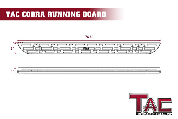 TAC Cobra Running Boards Compatible With 2020-2025 KIA Telluride SUV Side Steps Nerf Bars Step Rails Aluminum Black Off-Road City Exterior Accessories 2 pieces one pair