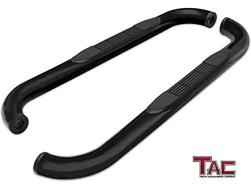 TAC Gloss Black 3" Side Steps For Chevy Silverado/GMC Sierra 1999-2019 1500 Models & 1999-2019 2500/3500 Models Regular Cab (Excl. C/K "Classic") (Body Mount) Truck | Running Boards | Nerf Bars | Side Bars