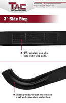 TAC 3" Gloss Black Side Steps Compatible with 2001-2018 Chevy Silverado/GMC Sierra 1500 Crew Cab| 2001-2019 Chevy Silverado/GMC Sierra 2500/3500 Crew Cab (Excl. C/K Classic) | Running Boards| Side Bars| Step Rails| Nerf Bars| Accessories (2 PCS)-5