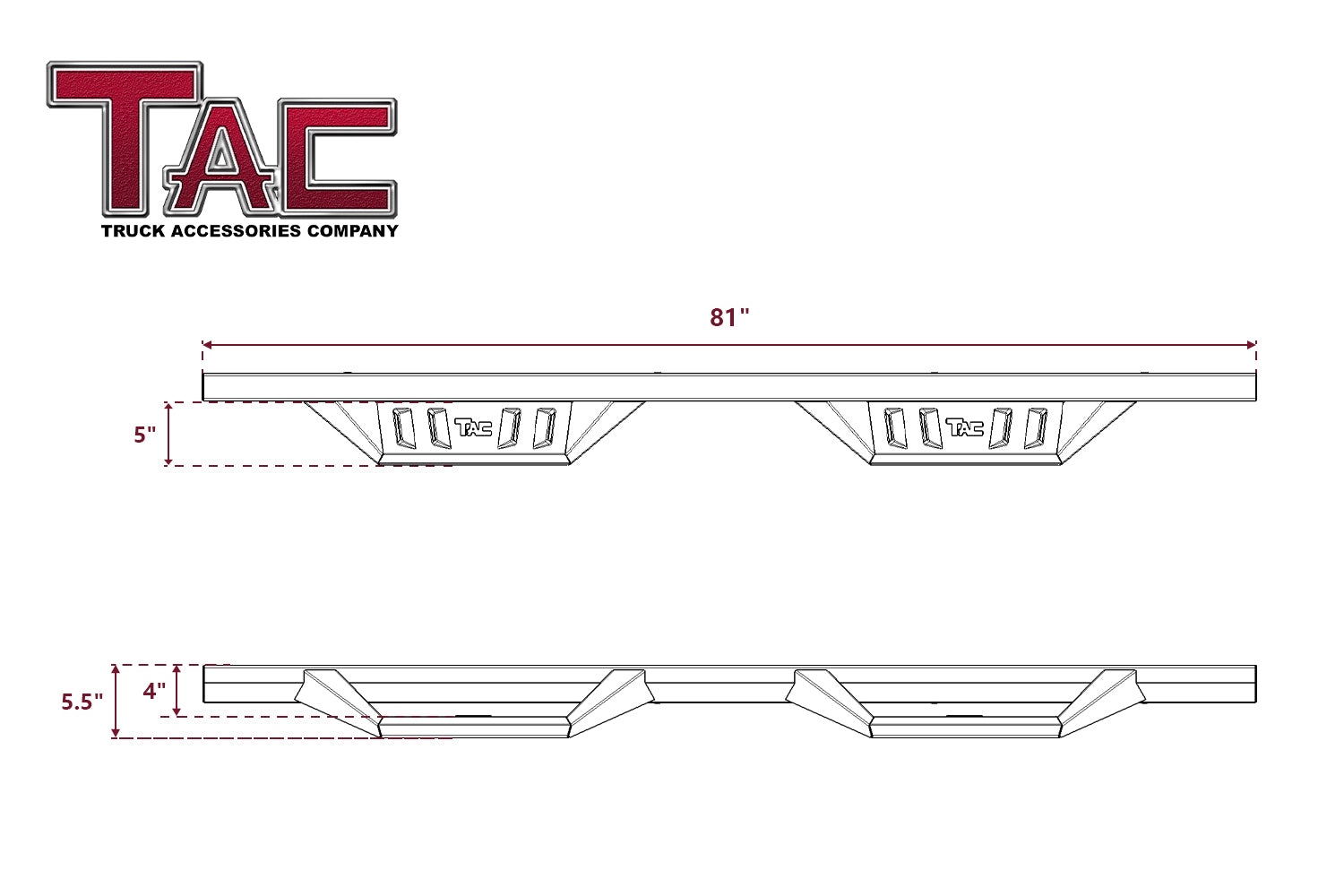 TAC Sidewinder Running Boards Fit Chevy Silverado/GMC Sierra 2007-2018 1500 | 2007-2019 2500/3500 Crew Cab 4" Drop Fine Texture Black Side Steps Nerf Bars Rock Slider Armor Off-Road Accessories (2pcs)