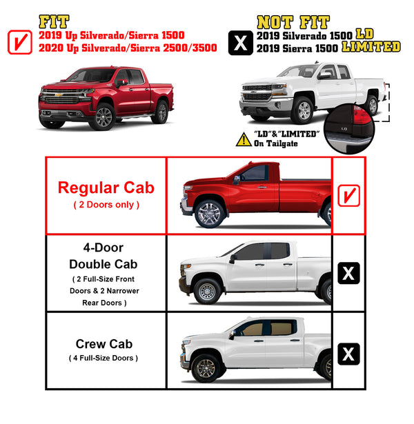 TAC Arrow Side Steps Running Boards Compatible with 2019-2023 Chevy Silverado/GMC Sierra 1500 | 2020-2024 2500/3500 Heavy Duty Regular Cab Truck Pickup 5” Aluminum Texture Black Step Rails Nerf Bars