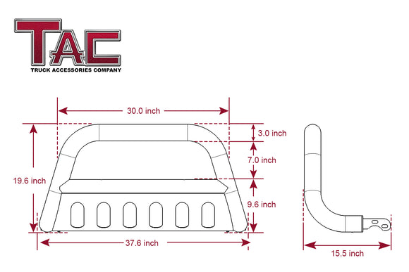 TAC Bull Bar Compatible with 2022-2025 Nissan Frontier Pickup Truck 3" Stainless Steel Front Bumper Grille Guard Brush Guard