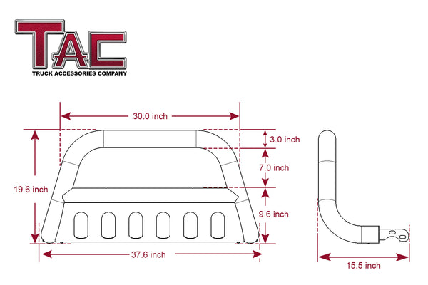 TAC Bull Bar Compatible with 2022-2023 Nissan Frontier Pickup Truck 3” Stainless Steel Front Bumper Grille Guard Brush Guard