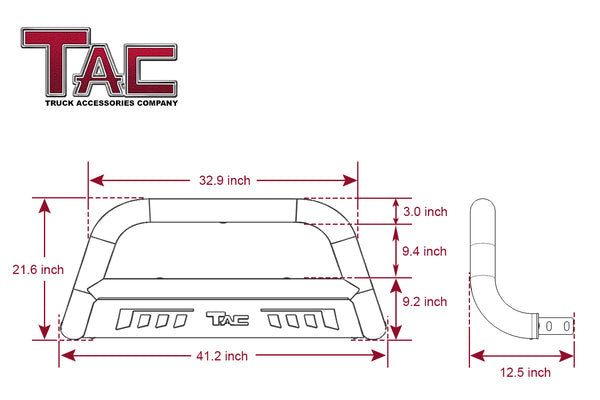 TAC Bull Bar Compatible with 2022-2024 Toyota Tundra Pickup Truck 3” Black Front Bumper Grille Guard Brush Guard Off Road Accessories