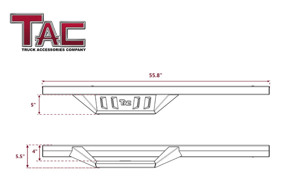 TAC Sidewinder Running Boards Fit 2019-2025 Chevy Silverado/GMC Sierra 1500 | 2020-2025 2500/3500 Regular Cab SUV 4" Drop Fine Texture Black Side Steps Nerf Bars Rock Slider Armor Off-Road (2pcs)