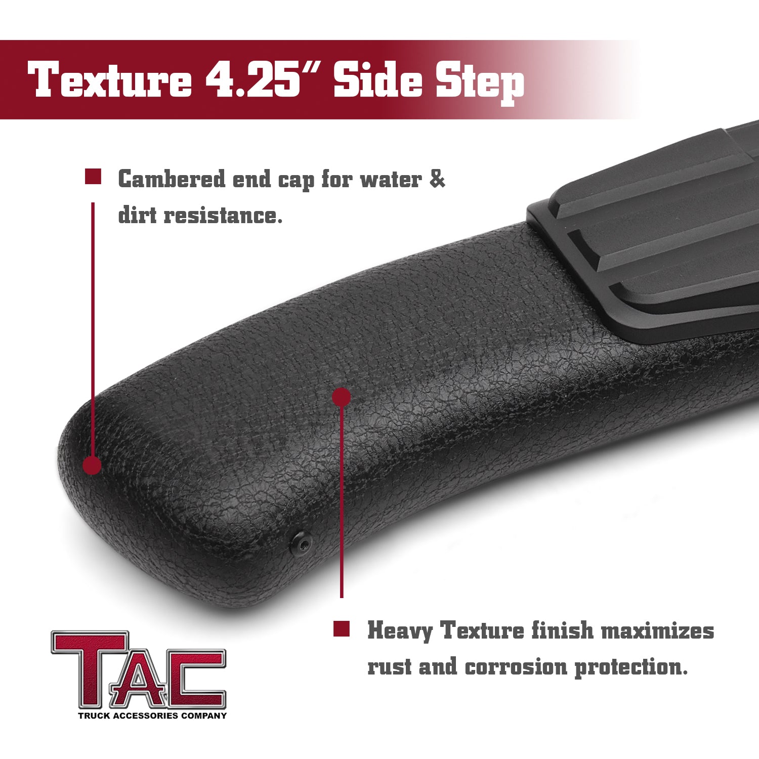 TAC Heavy Texture Black PNC Side Steps For 2009-2018 Dodge Ram 1500 (Incl. 2019-2024 Ram 1500 Classic) /2010-2025 Dodge Ram 2500 3500 4500 5500 Crew Cab (Incl. Chassis Cab Diesel models) Truck | Running Boards | Nerf Bars | Side Bars