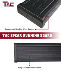 TAC Spear Running Boards Compatible with 2015-2023 Chevy Colorado Canyon Crew Cab 6" Side Step Rail Nerf Bar Truck Accessories Aluminum Texture Black Width Body and Soft top Lightweight 2Pcs